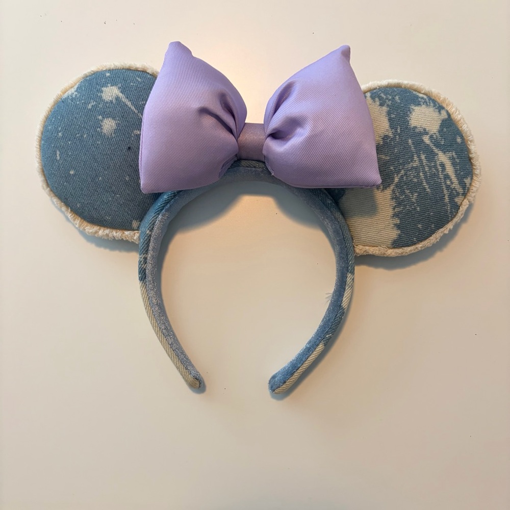 Disney Blue Denim and Purple Bow Headband